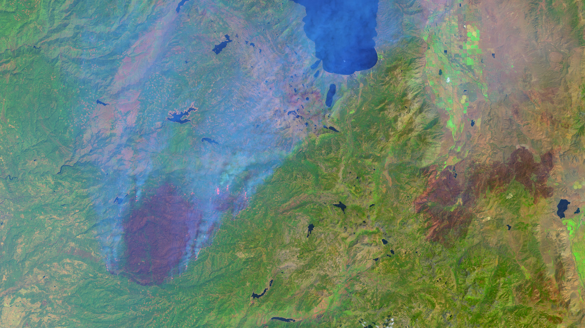 Satellite image of wildland fire detection