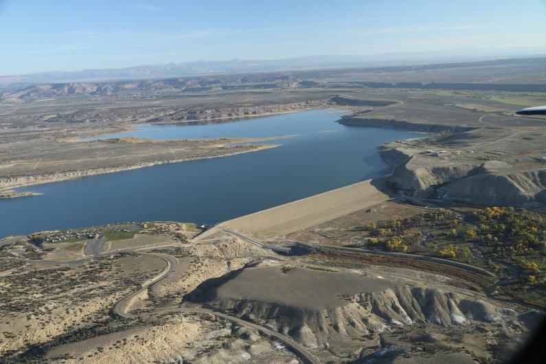 Aerial view of Starvation Dam and Reservoir, located in Duchesne County, Utah 