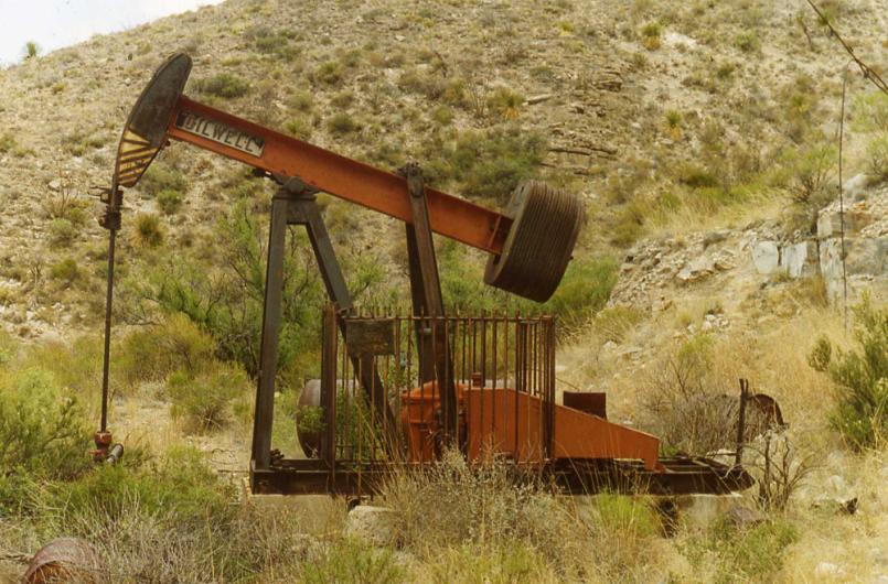 Pump jack in Guadalupe Mountains National Park.