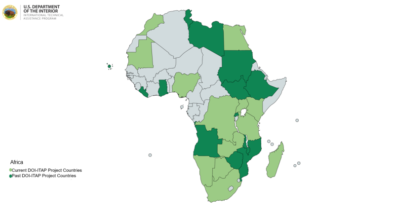 Map of DOI-ITAP past and present project countries in Africa