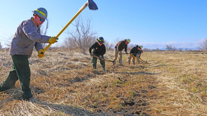 U.S. Fish and Wildlife Service employees conduct fuels management activities on the Deer Flat National Wildlife Refuge in Idaho.
