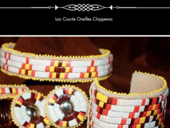 Image of white, red, and yellow beaded jewelry with "Ramona Marrow" written above it. 