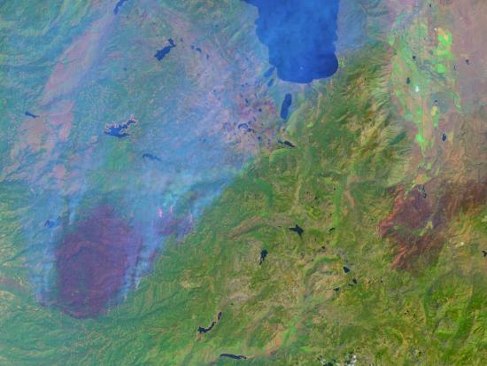 Satellite image of wildland fire detection