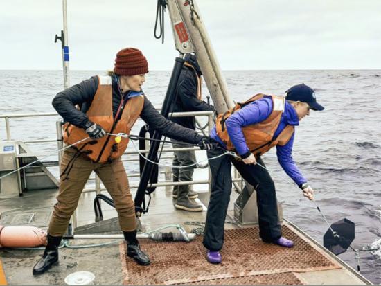 BOEM scientists conduct acoustic marine research in the field.