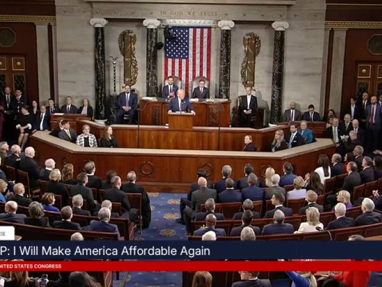 President Trump addresses a joint session of Congress in the House Chambers