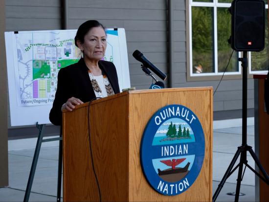 Secretary Haaland speaks at Quinault Indian Nation
