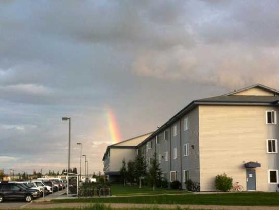 Barracks with rainbow