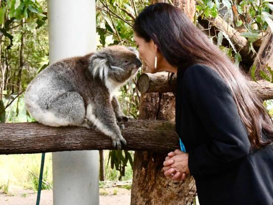 Secretary Haaland shares a moment with a koala bear during her visit to Australia