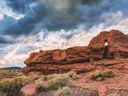 Prehistoric structures in a desert landscape