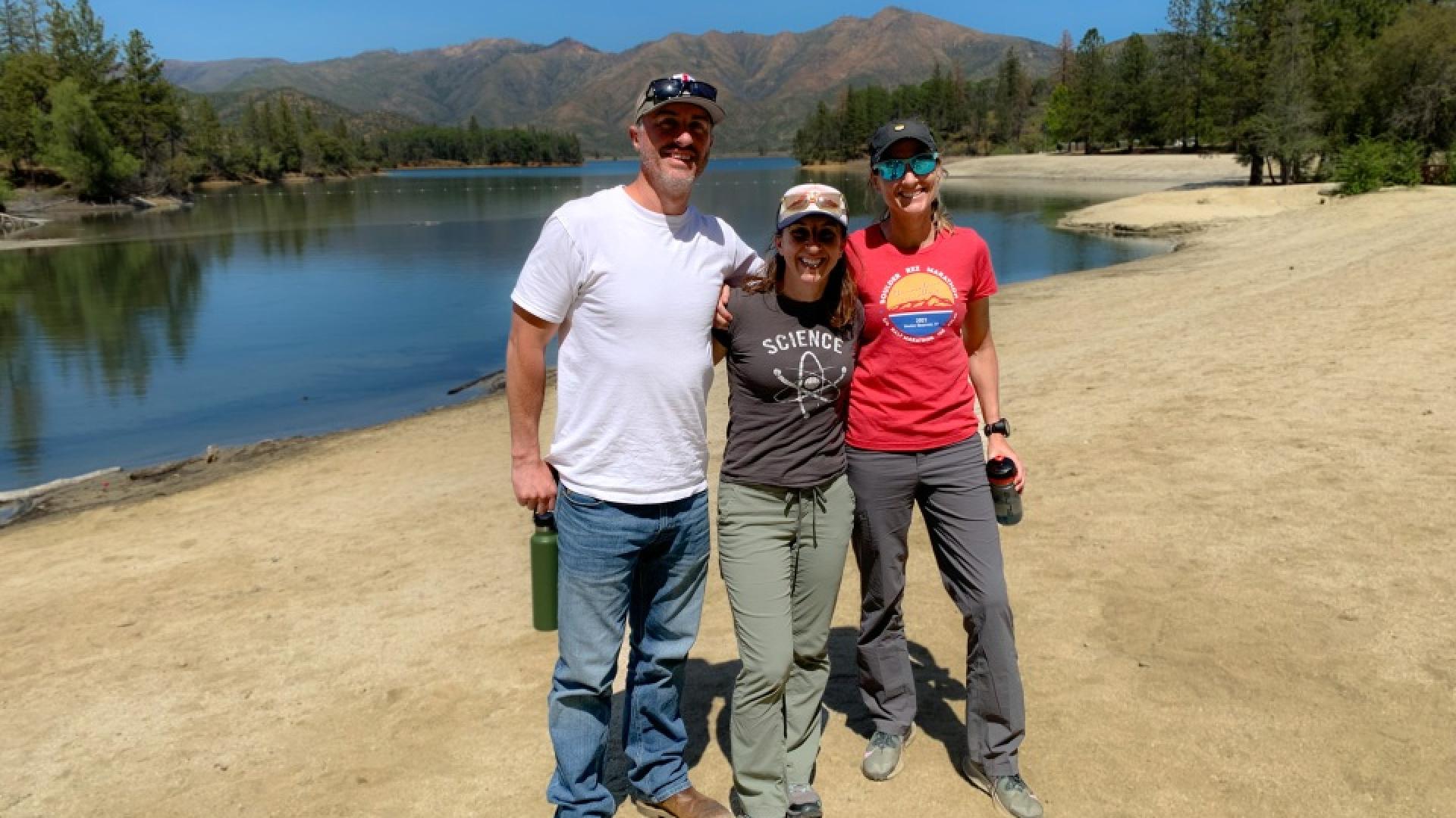 Reclamation’s National Wildland Fire Management Program Coordinator Laura Harger (right) with the Regional Wildland Fire Management Program Coordinators John Hutchings and Kendra Fallon. They visited Whiskeytown Reservoir, a Reclamation reservoir within W