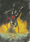 A painting by Amber DuBoise-Shephard, Navajo, entitled "Apache Firedancer" © 2018