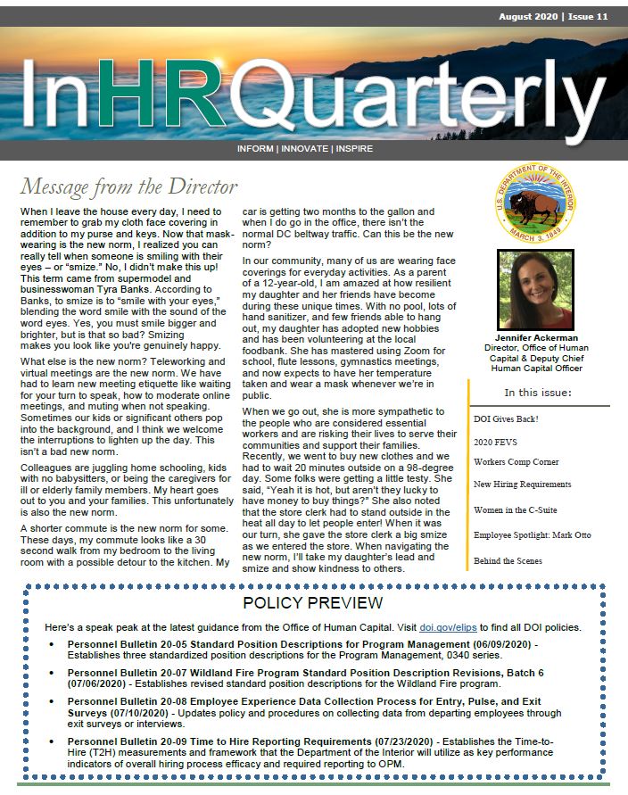 Cover of Aug 2020 InHR Quarterly newsletter