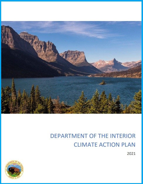 cover of climate action plan with mountains and a lake