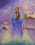 A painting by Genevieve Bluebird, Oglala Sioux, entitled "Holy Woman" © 2016 