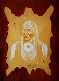 A painting by Joyce Nevaquaya Harris, Comanche, entitled "Mo-way, Chief of the Comanche" © 2017