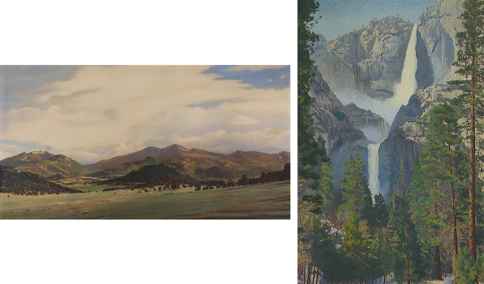 1930s/1940s Hand-tinted photographs of Rocky Mountain National Park and Yosemite Falls, by Kathryne C. Dimmitt