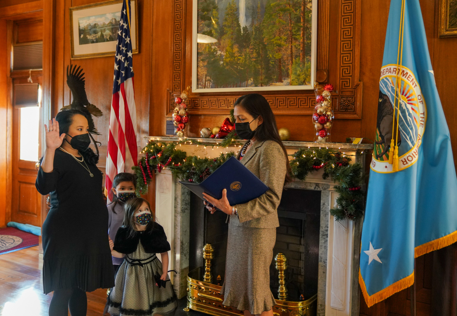 Camilla Touton is sworn in by Secretary Deb Haaland.