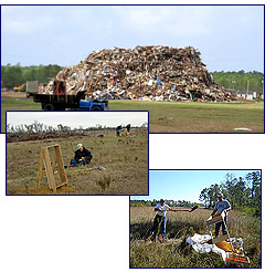 Debris pile and archeological surveysCredit: NPS and NARA