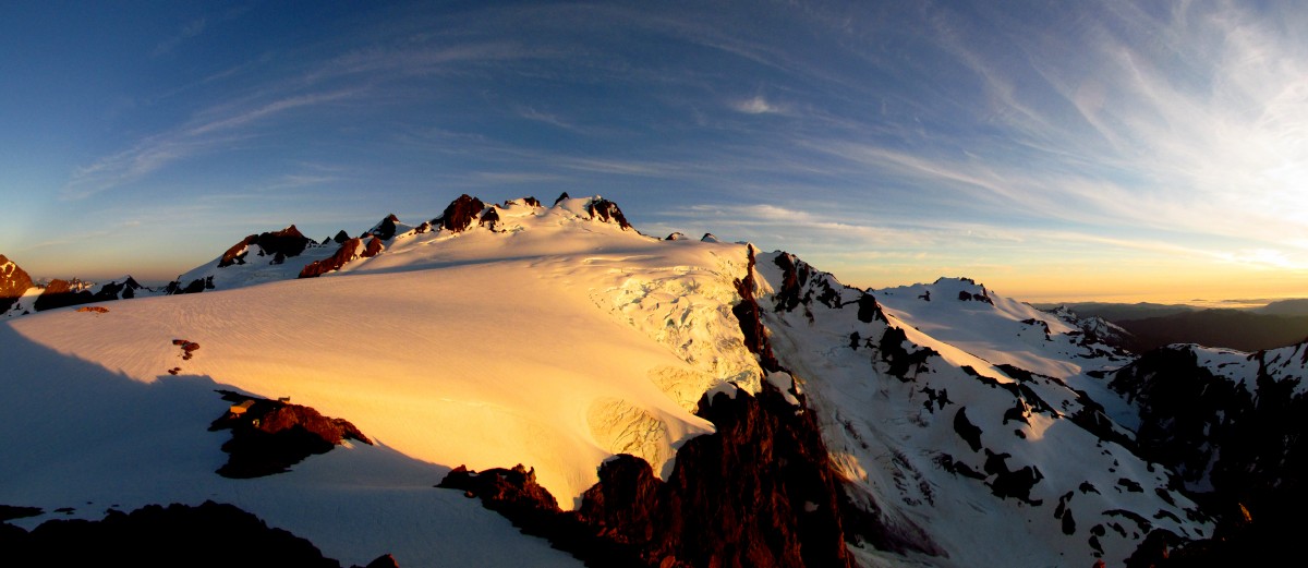 Sun sets on the summit of Mount Olympus.
