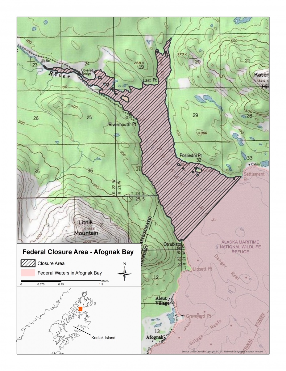 Map of Federal Closure Area - Afognak Bay